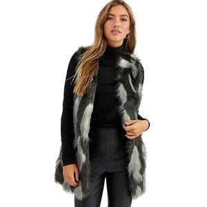 ASOS Grey/Black Lined Faux Fur Vest Size 6